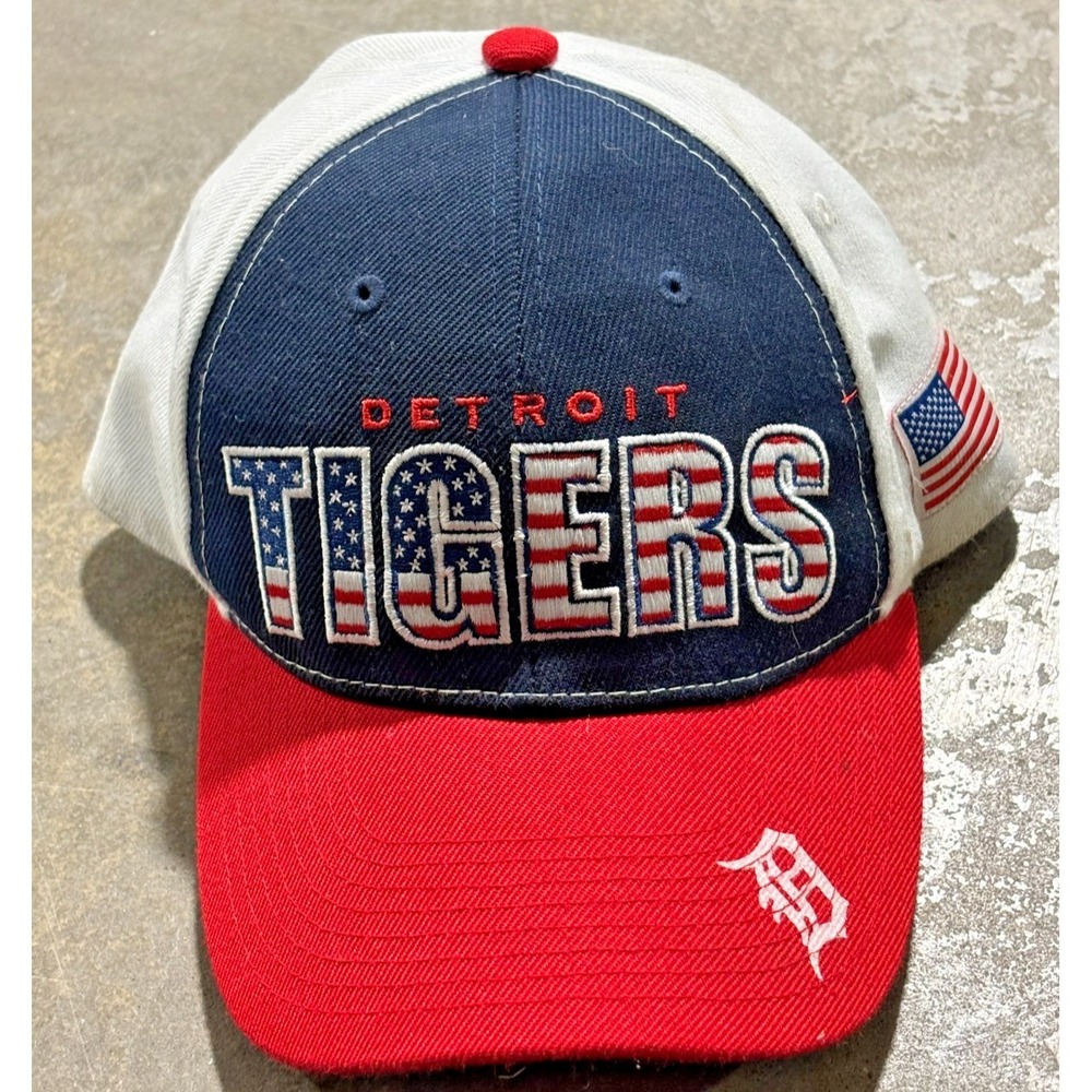 Detroit Tigers Miller Lite USA Flag Snapback Hat Red White‎ Blue OSFM